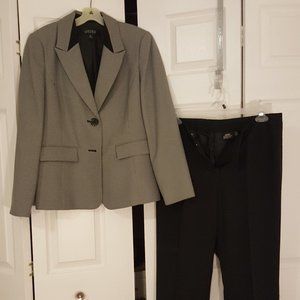 Black and white herringbone suit